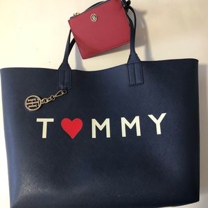 TH Tommy Hilfiger Red/White/Navy Reversible Tote